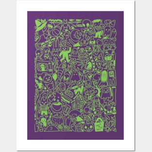 Halloween Doodle (green) Posters and Art